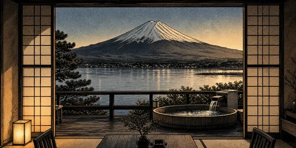すべての客室から河口湖越しに富士山を望める、人生の節目を祝う宿として知られる温泉旅館です。この宿の名前はどれでしょう？