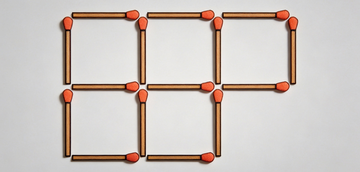 Can you remove 3 matchsticks in 20 seconds and leave only 3 squares?