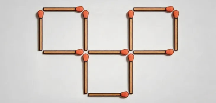 Can you remove 3 matchsticks in 20 seconds and leave only 3 squares?