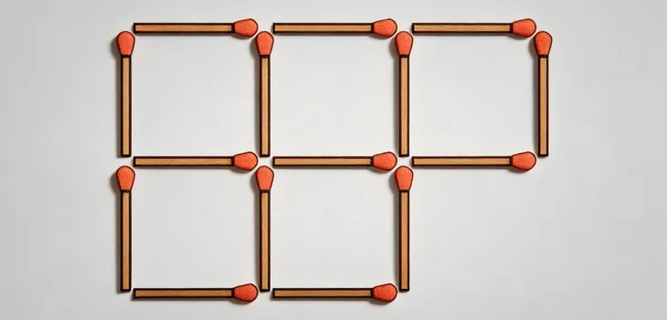 Can you remove 3 matchsticks in 20 seconds and leave only 3 squares?